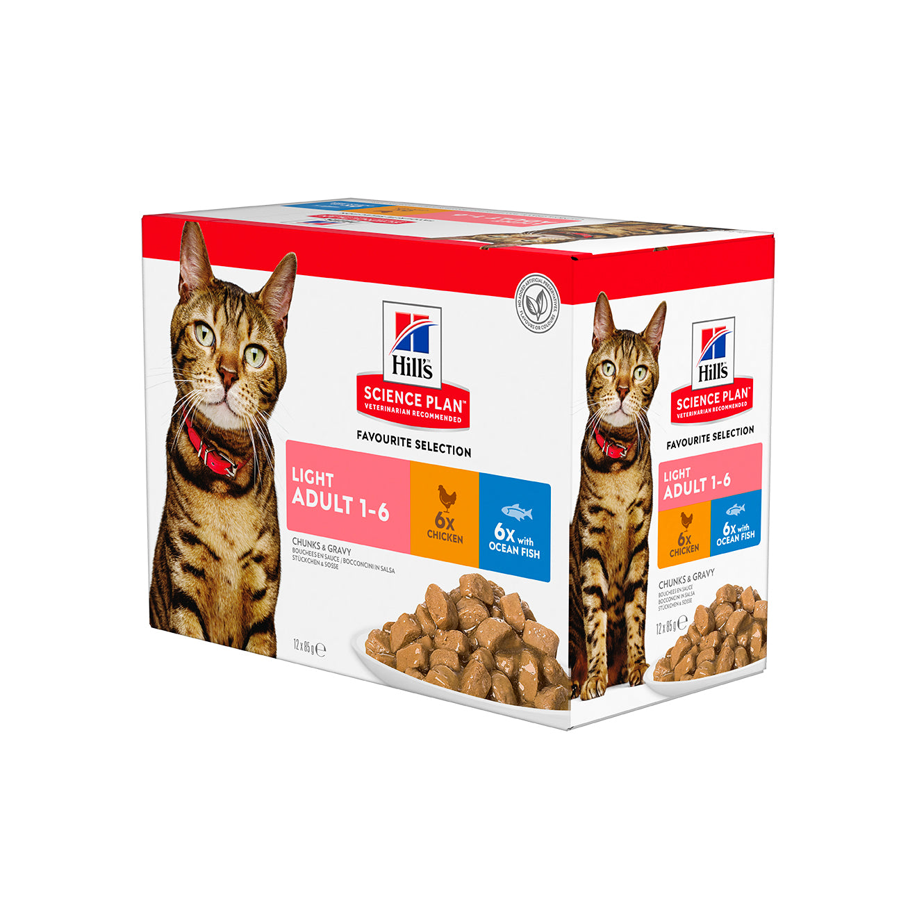 Hill's SCIENCE PLAN – Light Adult Multipack mit 6 x Huhn und 6 x Meeresfisch