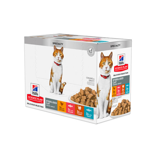 Sterilised Cat Adult Multipack 3 x Chicken, 3 x Salmon, 3 x Trout and 3 x Turkey