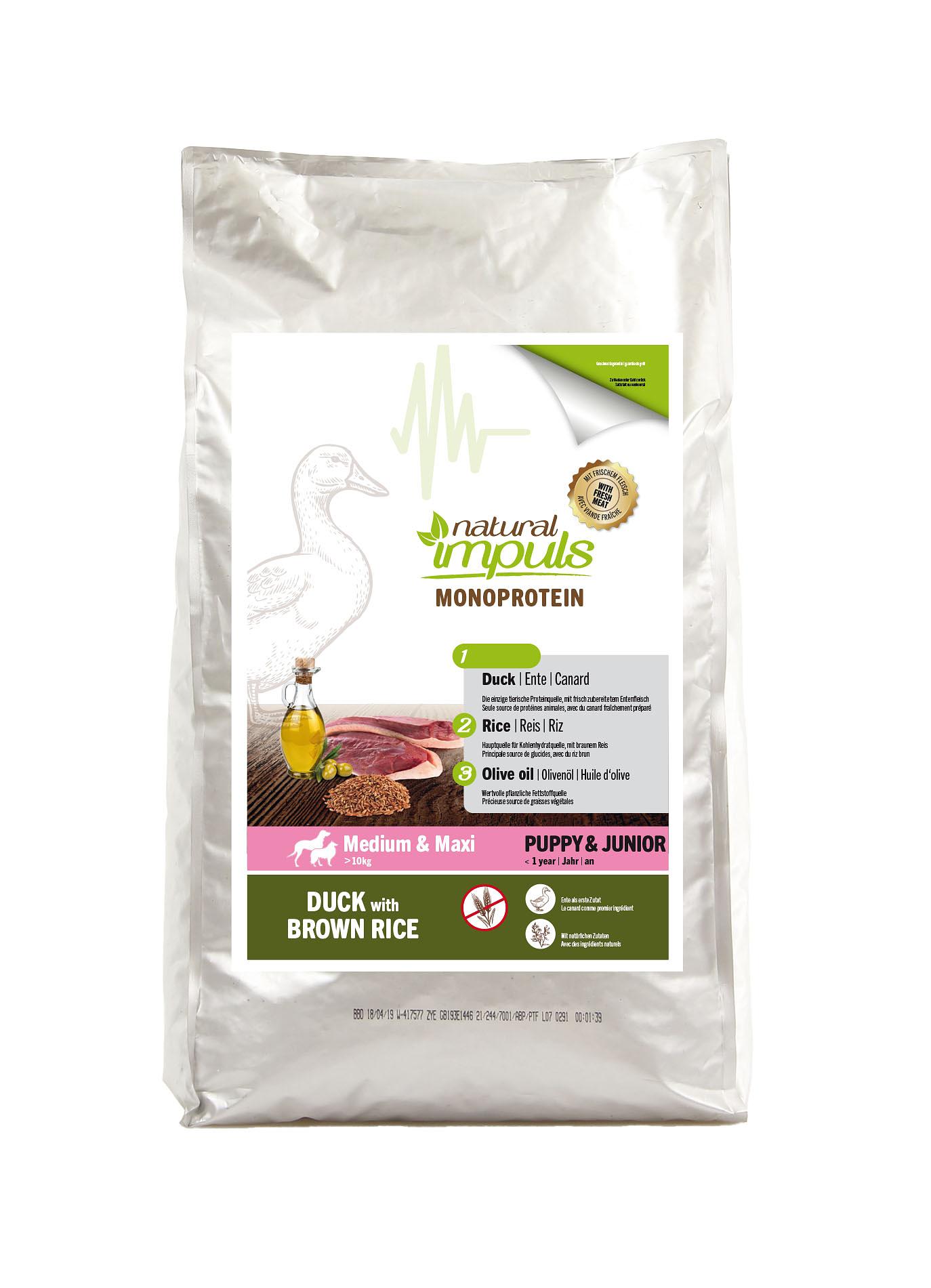 Natural Impulse Duck mit braunem Reis - Welpe
