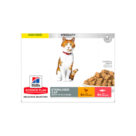 Sterilised Cat Adult Multipack 6 x Chicken and 6 x Salmon